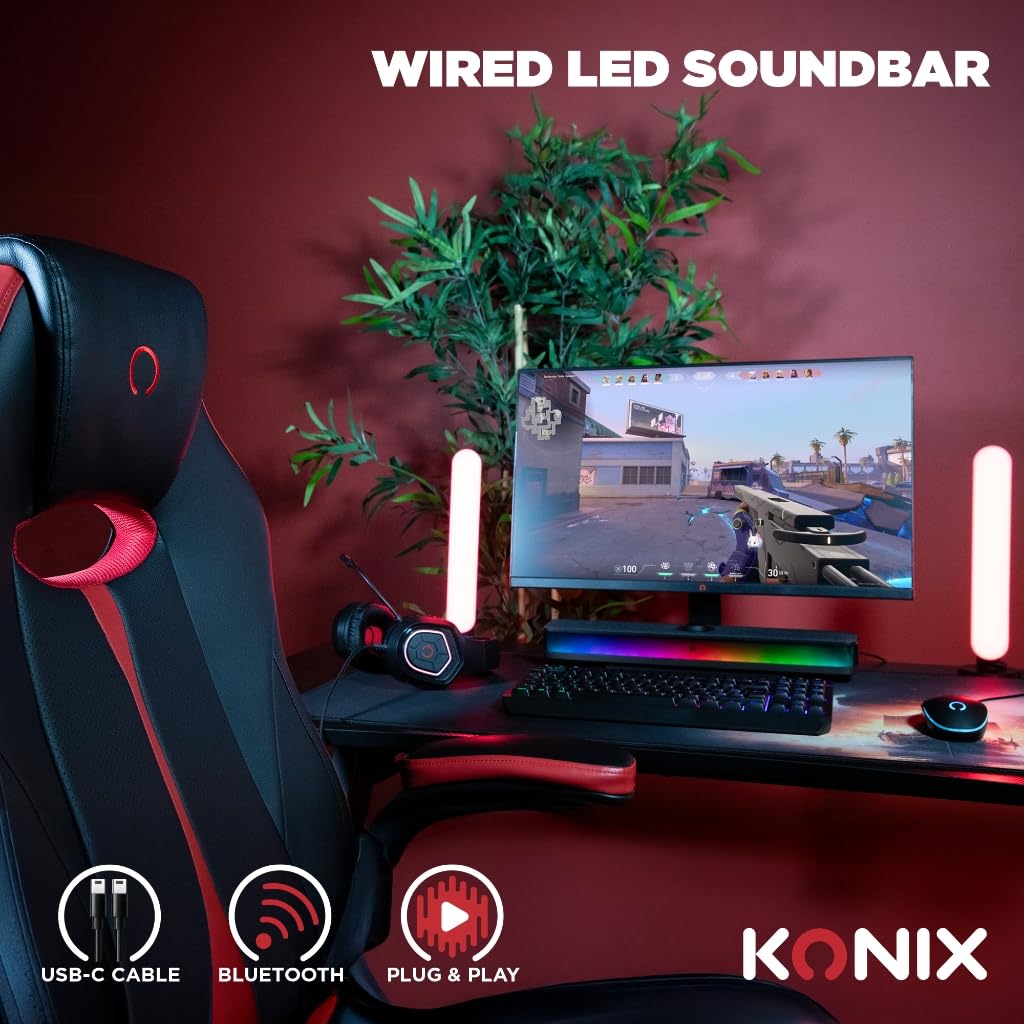 Konix Soundbar gaming Bluetooth RGB nera 2x5W