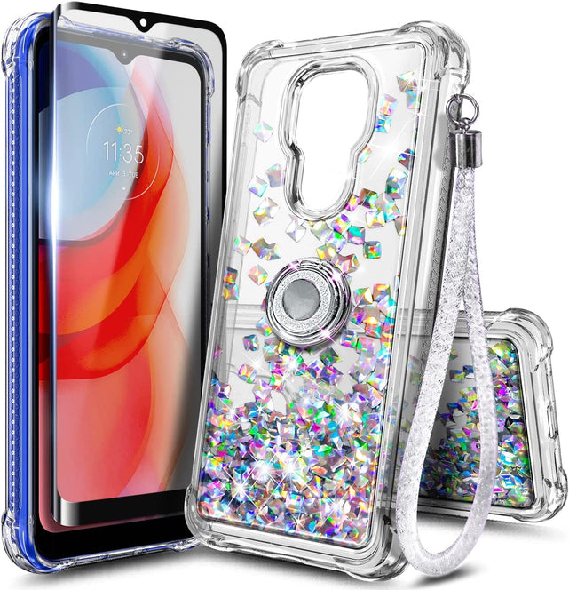 Redpepper Moto G Play 2021 Cover Glitter Rosa Aqua TPU Slim