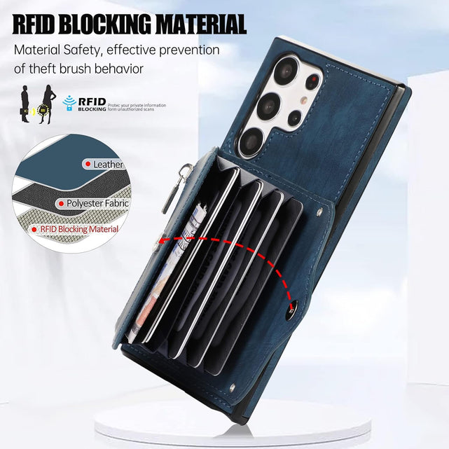 Redpepper Galaxy S25 Ultra Portafoglio Blu con Vetro