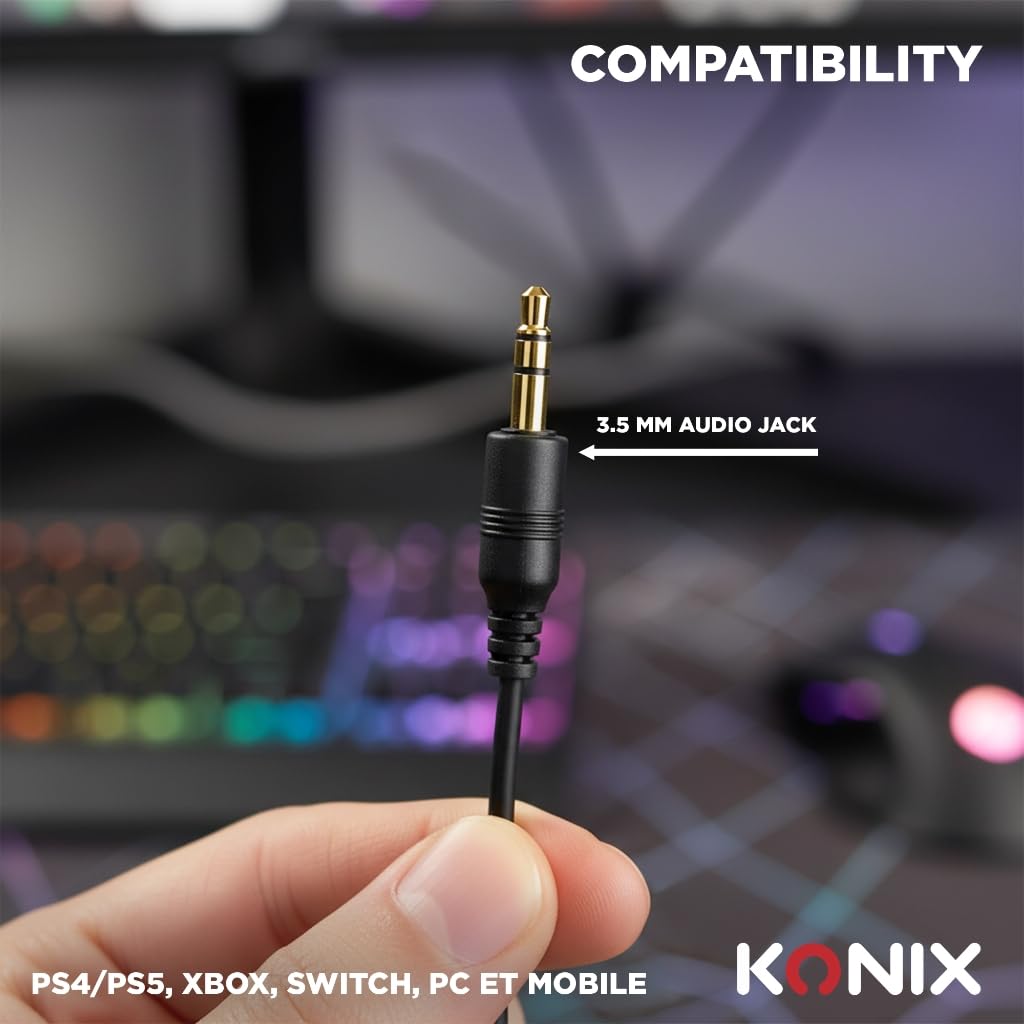 Konix Nexus Cuffie Gaming Bianco Grigio Jack 3,5 mm 40 mm