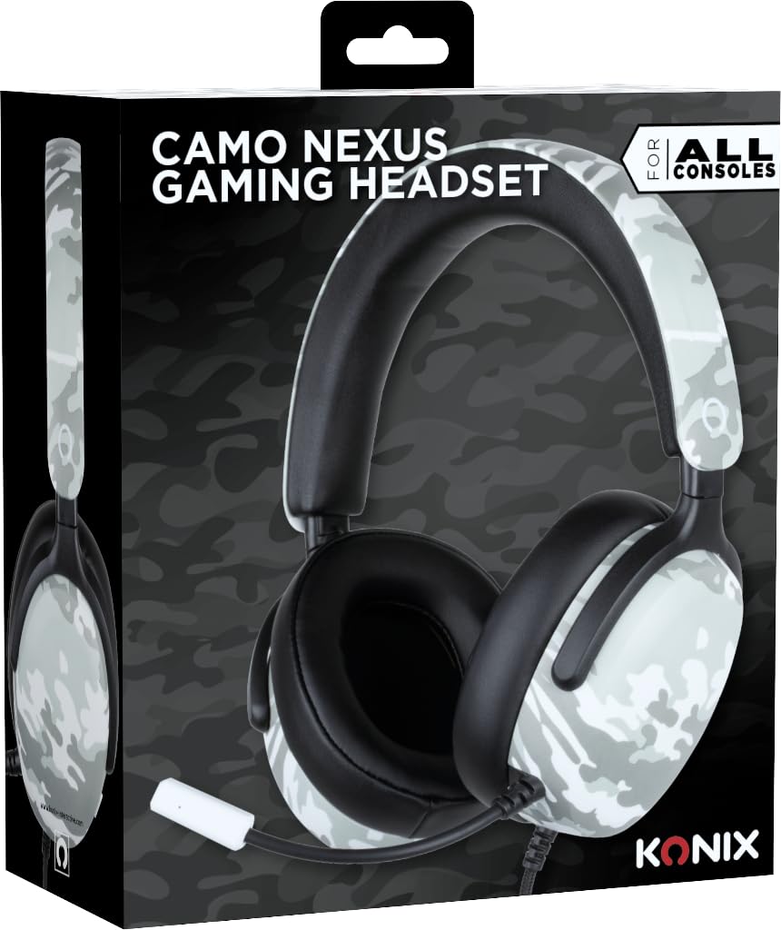 Konix Nexus Cuffie Gaming Bianco Grigio Jack 3,5 mm 40 mm
