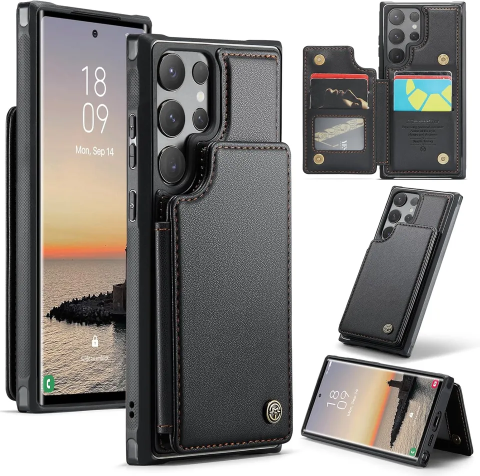 Redpepper Galaxy Cases S25 cover wallet pelle viola con stand