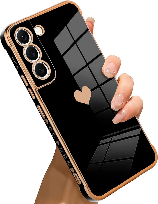 Redpepper Galaxy S21 Cover Nera Cuore Placcata Elegante
