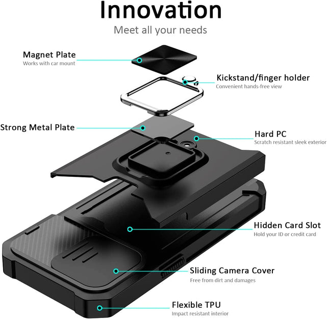 Redpepper iPhone 14 Pro Cover Magnetica con Anello Nera
