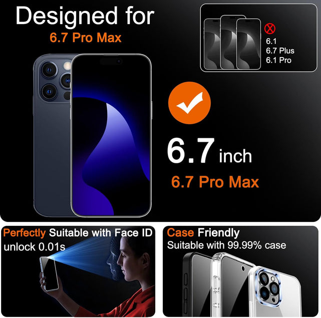 Redpepper iPhone 15 Pro Max Pellicola Privacy Vetro 9H 6,7" 8Pz