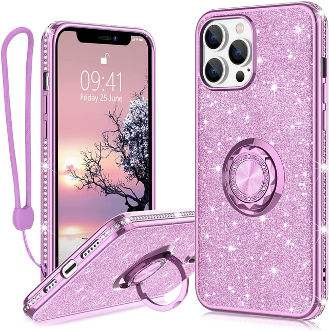 Redpepper Apple Cases 13 Pro Max cover glitter con anello stand