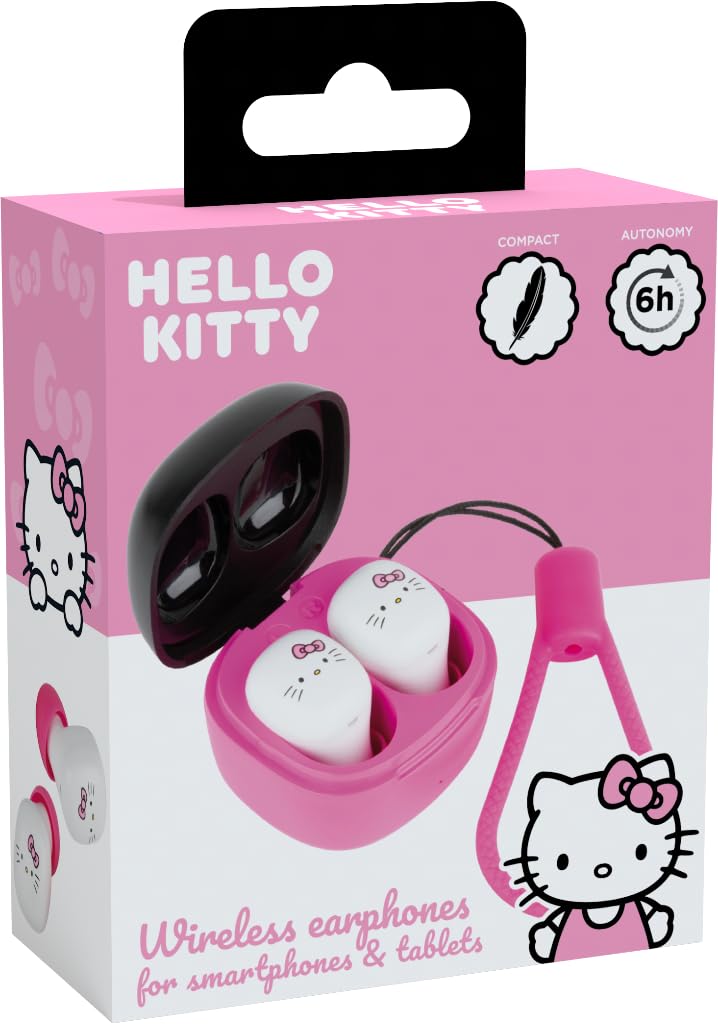 Konix Hello Kitty Cuffie Wireless Nero Rosa 6+15h Bluetooth