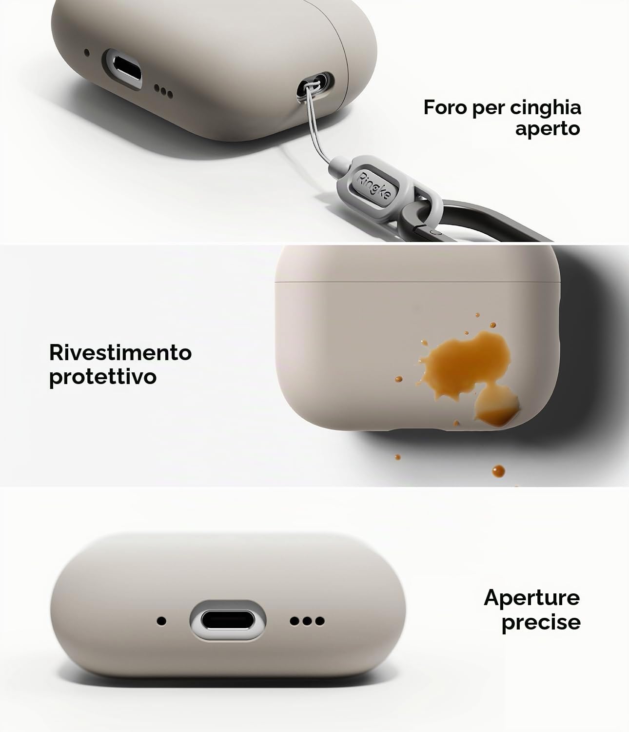 Ringke Ear Phone Case AirPods Pro 3 cover silicone Stone antigraffio