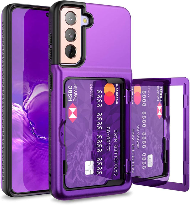 Redpepper Galaxy S21 Cover Wallet Viola Porta Carte Specchio