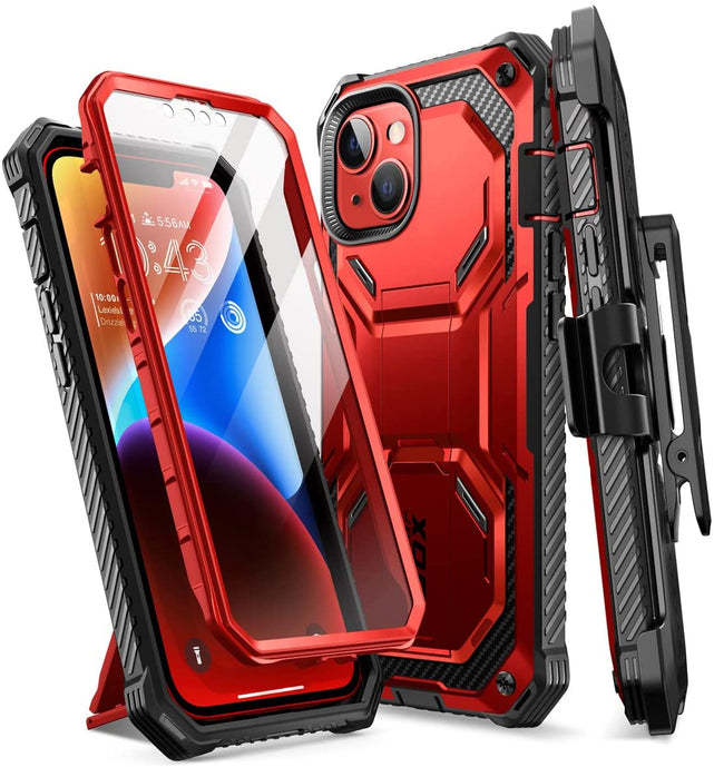 Redpepper Apple Cases Holster cover iPhone 14 nero con stand e vetro
