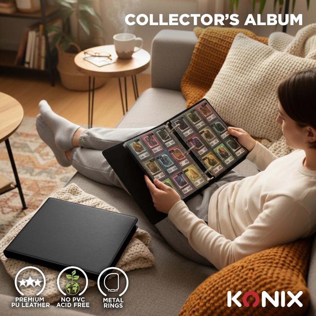 Konix Raccoglitore ad Anelli Carte 63x88 mm Nero