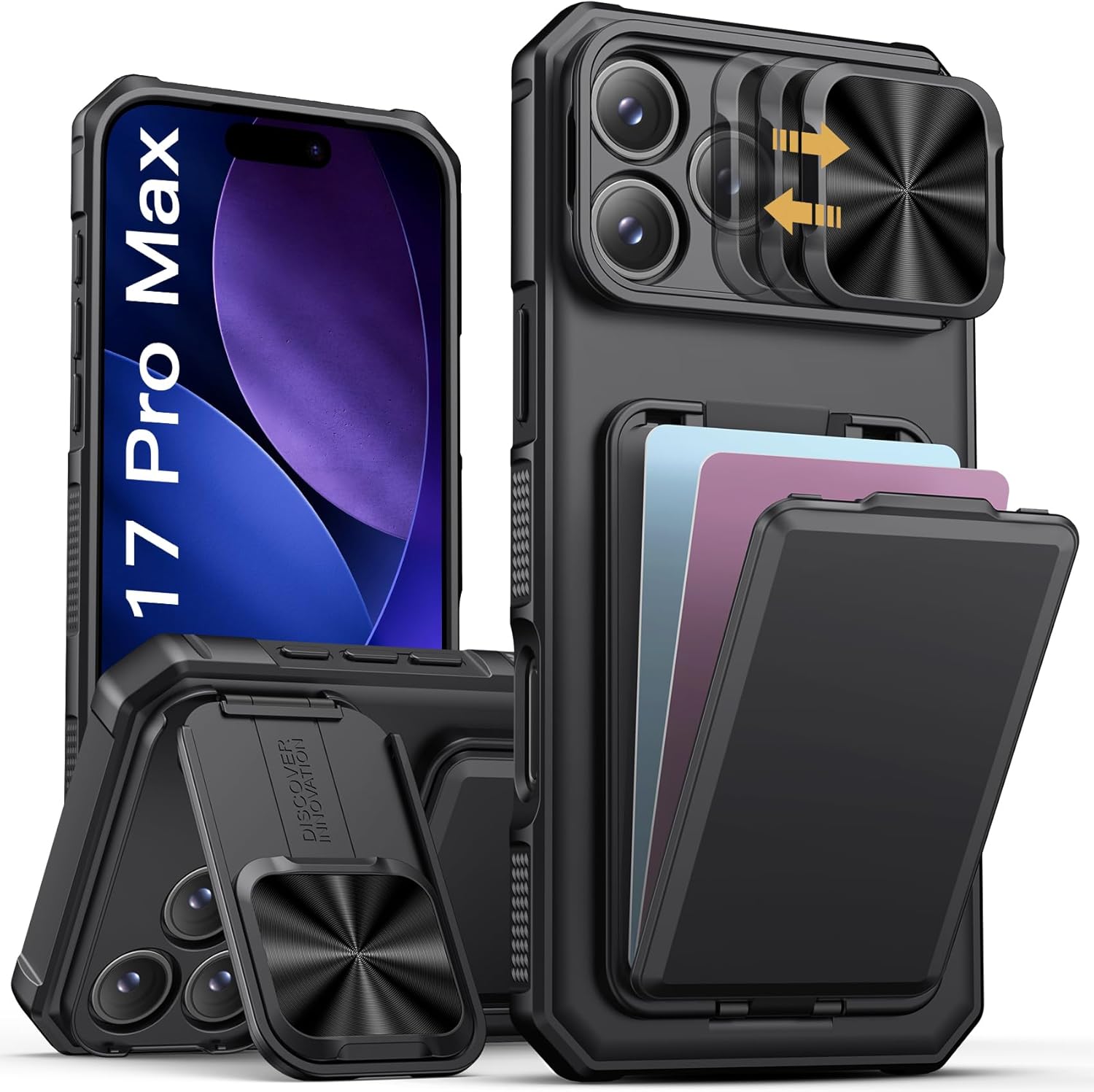 Redpepper iPhone 17 Pro Max Cover Wallet Carte Stand Antishock