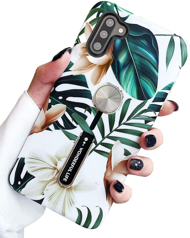 Redpepper Note 10 Plus cover verde foglie con anello