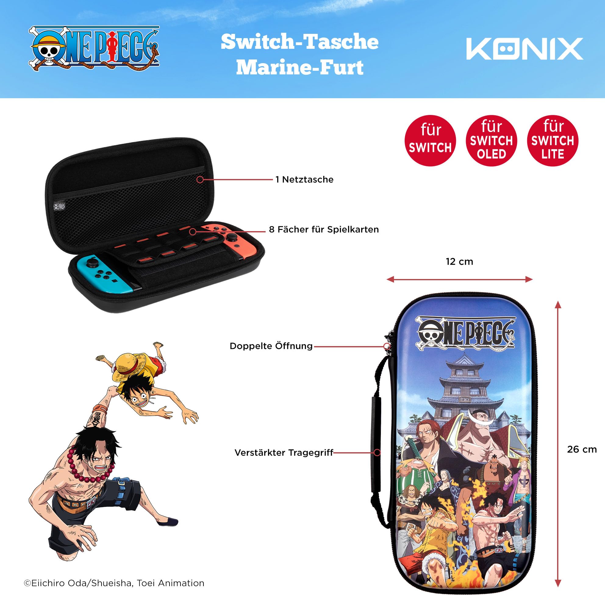 Konix One Piece custodia Switch OLED 8 giochi Ford Marine