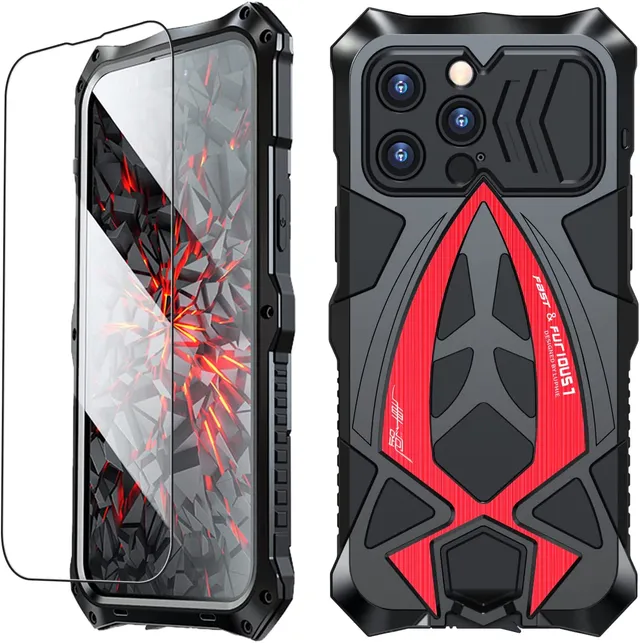 Redpepper Apple Cases iPhone 14 Pro cover metal nero rosso