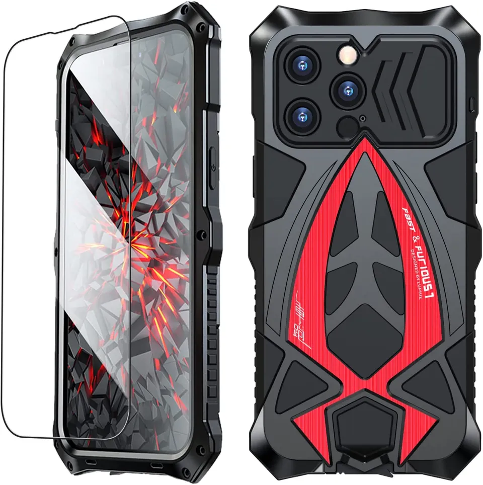 Redpepper Apple Cases iPhone 14 Pro cover metal nero rosso