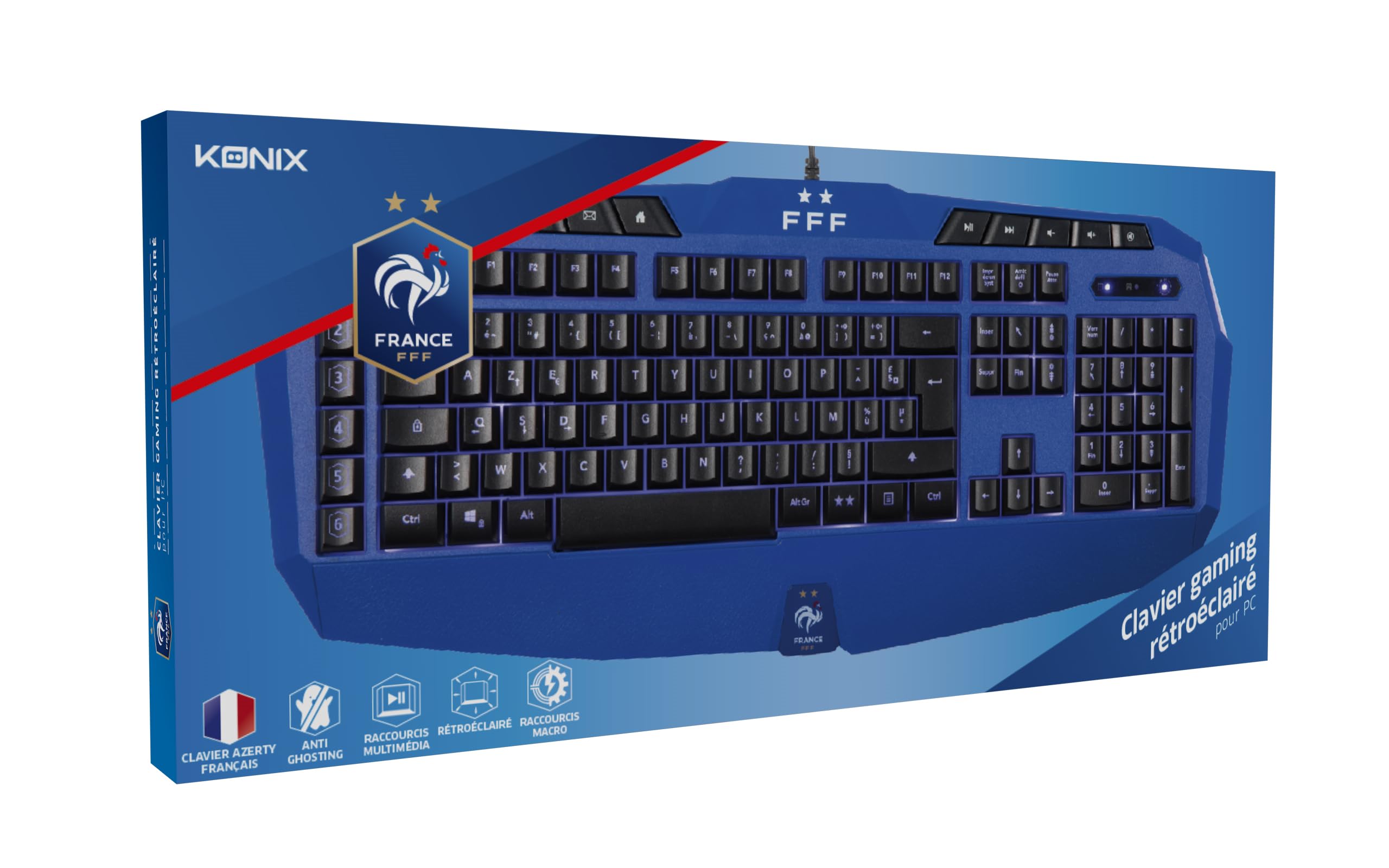 Konix FFF Tastiera Gaming Membrana AZERTY Blu USB