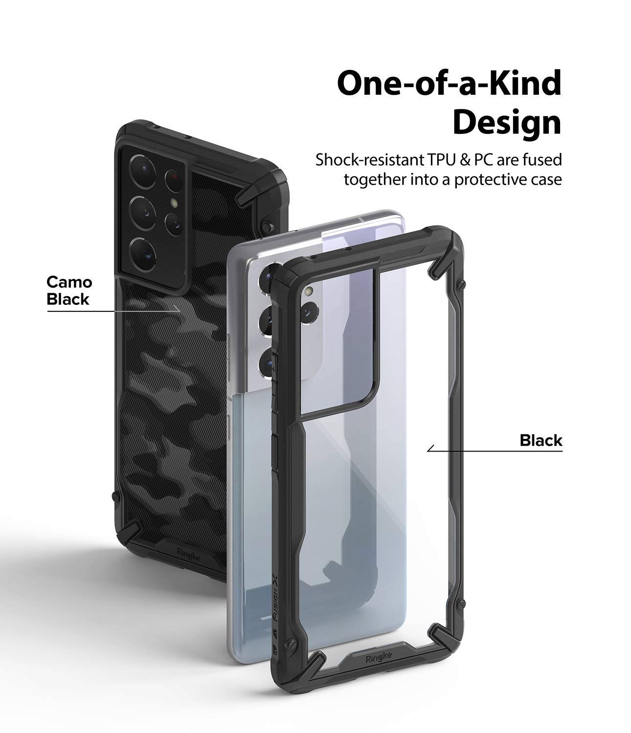 Ringke Fusion-X Galaxy S21 Ultra Cover Nera Black Trasparente