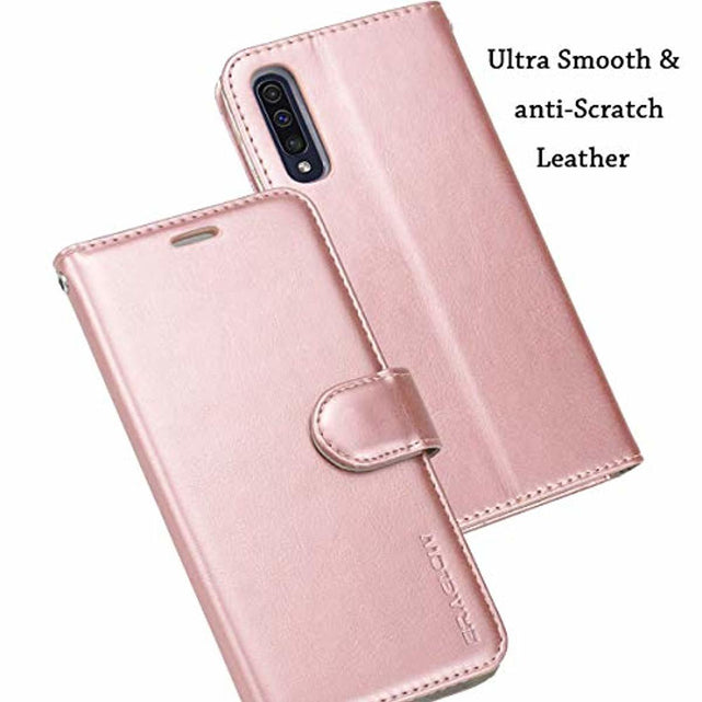 Redpepper Galaxy A70 Cover Portafoglio Pelle Oro Rosa