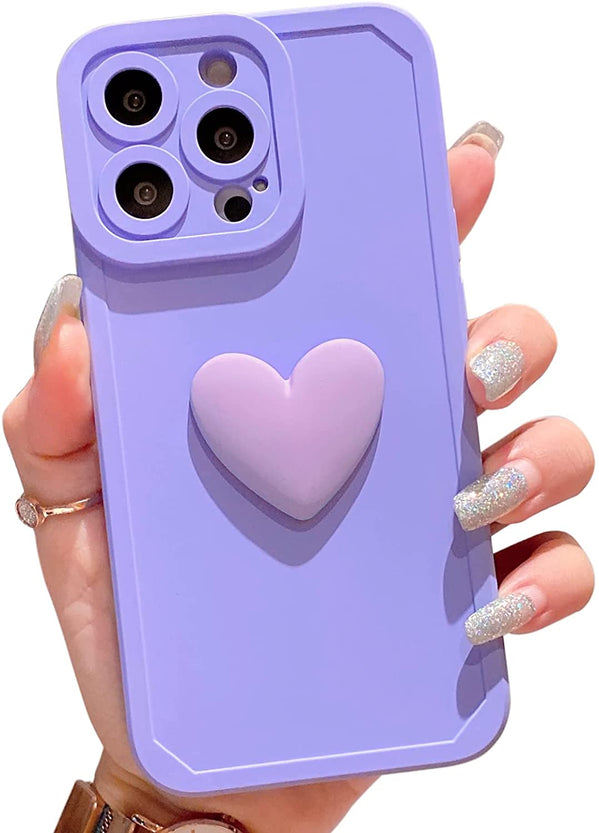 Redpepper iPhone 13 Pro Max cover silicone cuore 3D rosa