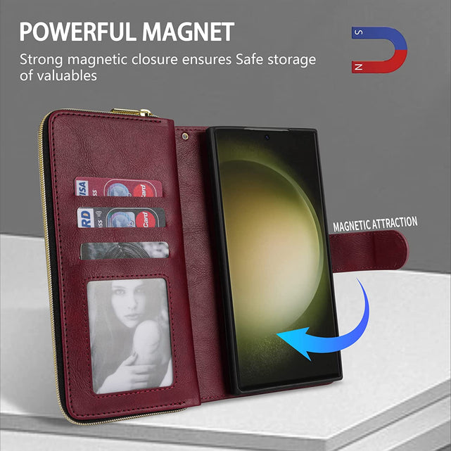 Redpepper Galaxy Cases S23 Ultra cover wallet pelle 9 tasche