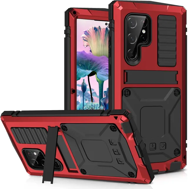 Redpepper Galaxy S23 Ultra cover metallo con stand e vetro