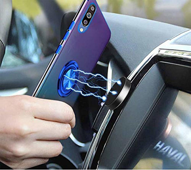 Redpepper Galaxy A70 Cover Trasparente Blu con Anello