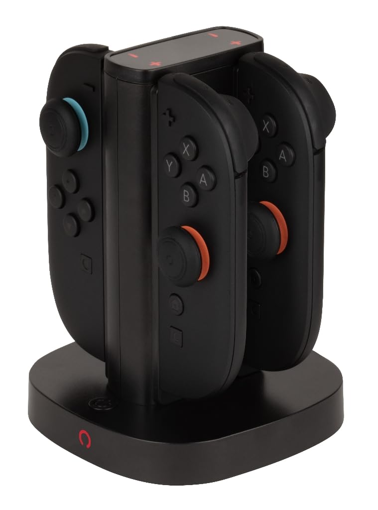 Konix Stazione Ricarica 4 Joy-Con Switch 2 USB-A Nera LED