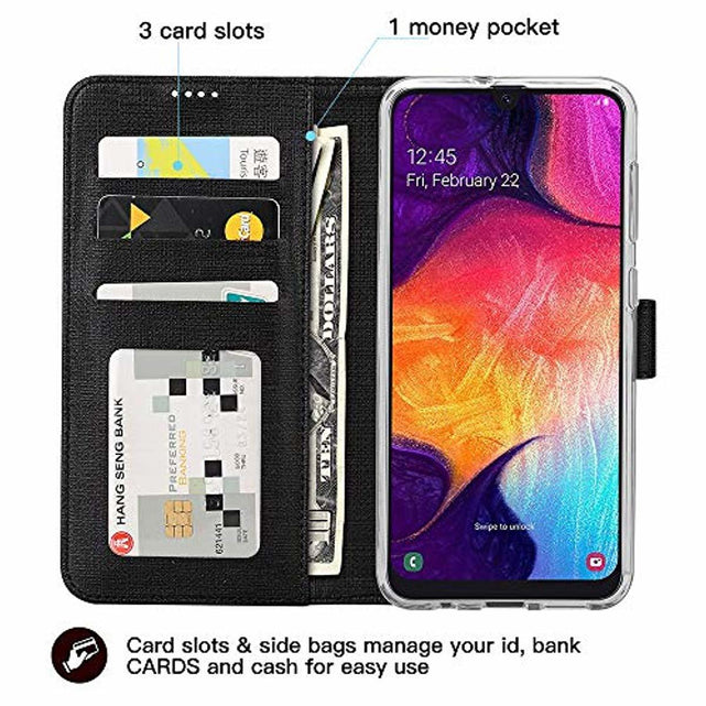 Redpepper Galaxy A70 Custodia Portafoglio Nera con Stand