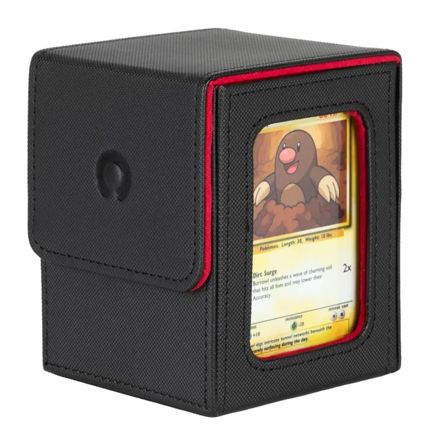 Konix Window Deckbox portacarte 63x88 nero rosso magnetico