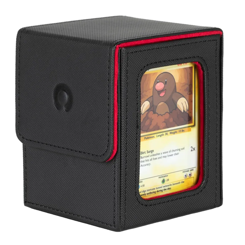 Konix Window Deckbox portacarte 63x88 nero rosso magnetico