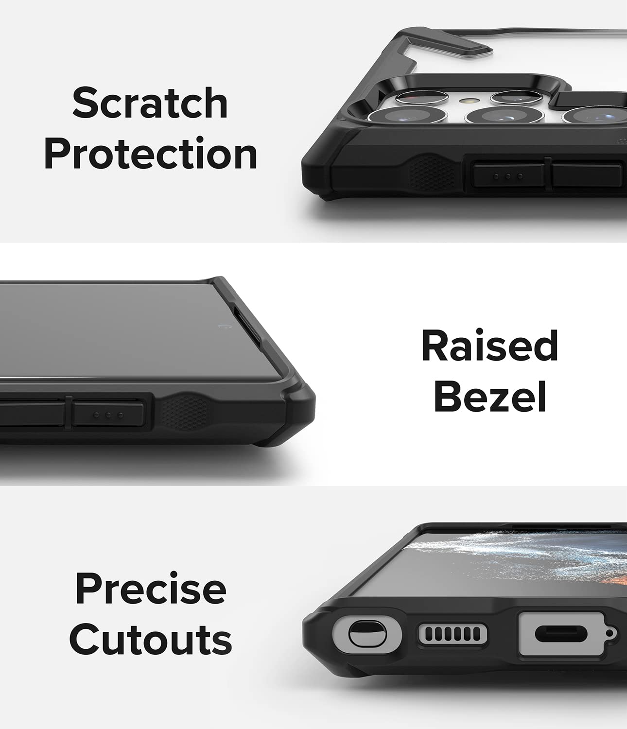 Ringke Fusion X cover Samsung Galaxy S22 Ultra 5G nera cavalletto