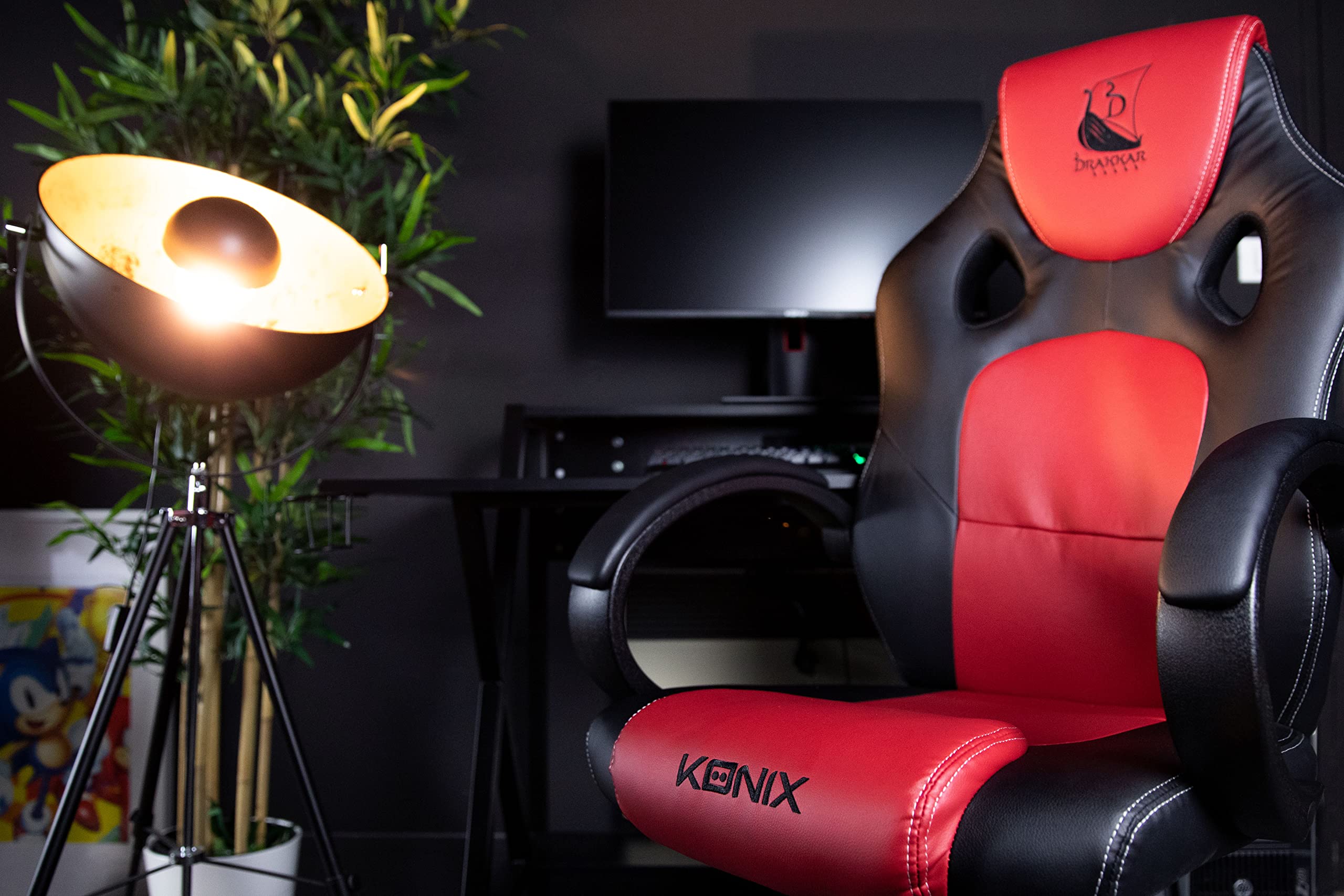 Konix Drakkar Jötun sedia gaming junior nero-rosso ecopelle