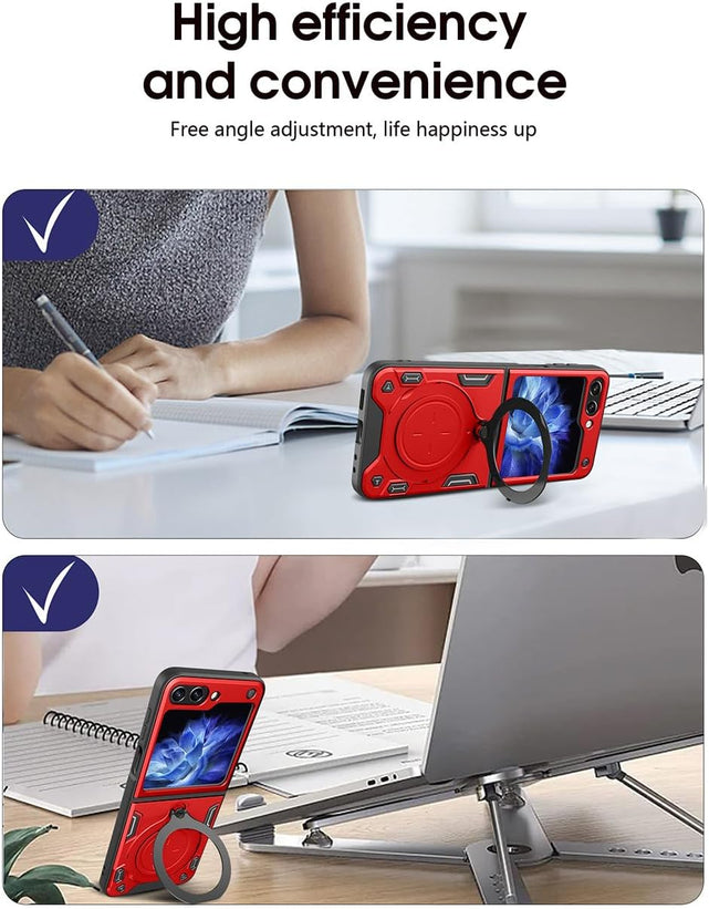 Redpepper Galaxy Cases Z Flip 6 custodia rugged magnetica nera stand