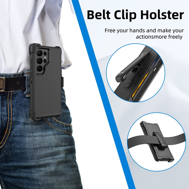 Redpepper Galaxy S23 Ultra cover antiurto con clip cintura nera