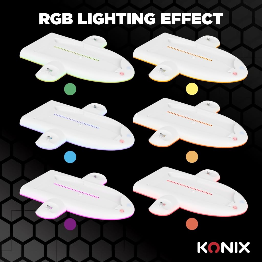 Konix Power Station Dock PS5 Slim RGB Bianco 2 Controller
