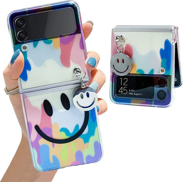 Redpepper Galaxy Z Flip 4 Cover Trasparente Smile con Ciondolo