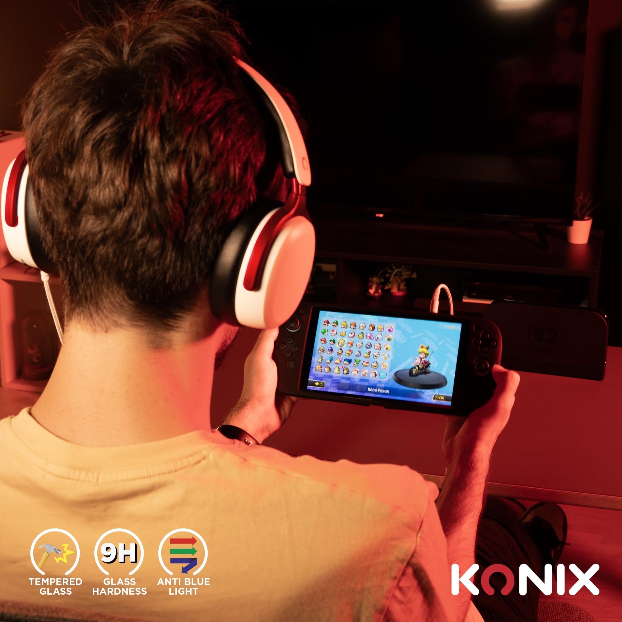 Konix Screen vetro temperato Switch 2 anti-luce blu 9H