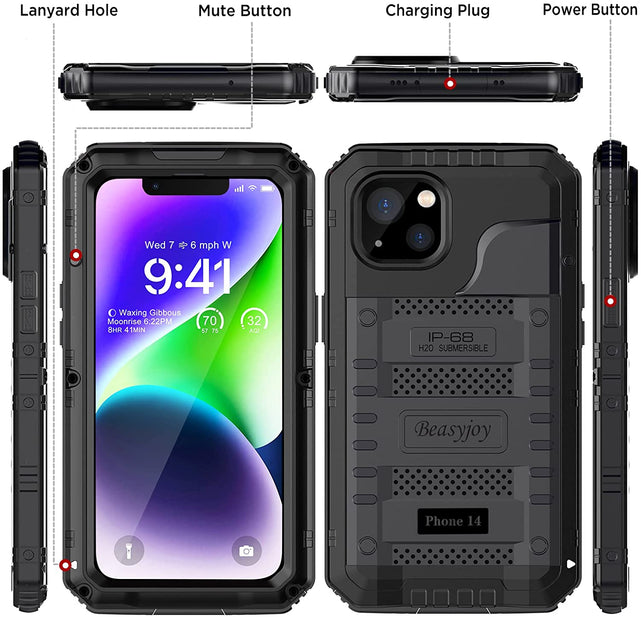 Redpepper iPhone 14 custodia impermeabile metallo nero