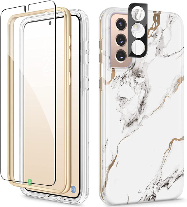 Redpepper Galaxy Cases Marmo cover Samsung S21 sabbia con vetro