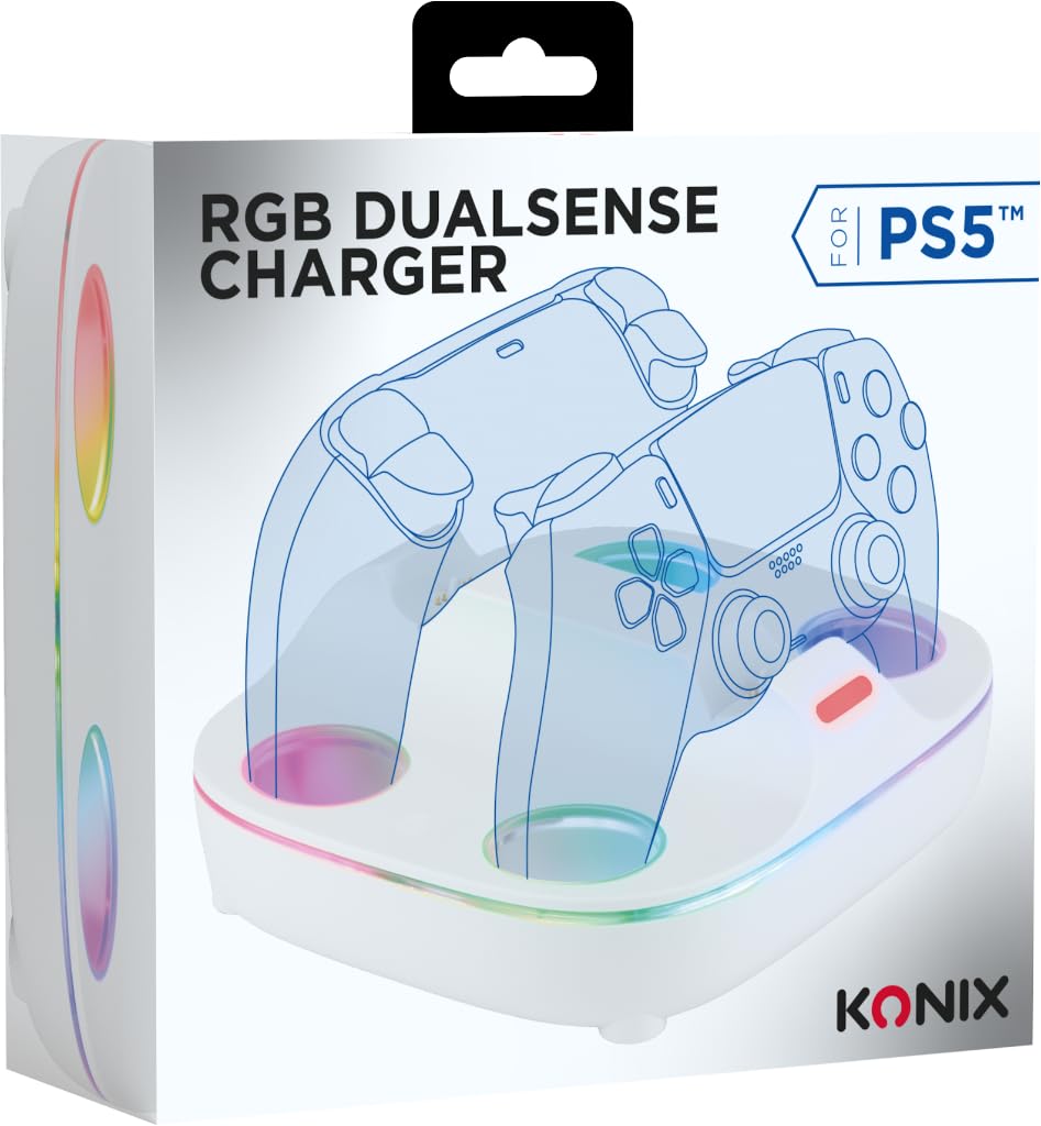 Konix Stazione Ricarica 2 Controller PS5 RGB Bianco