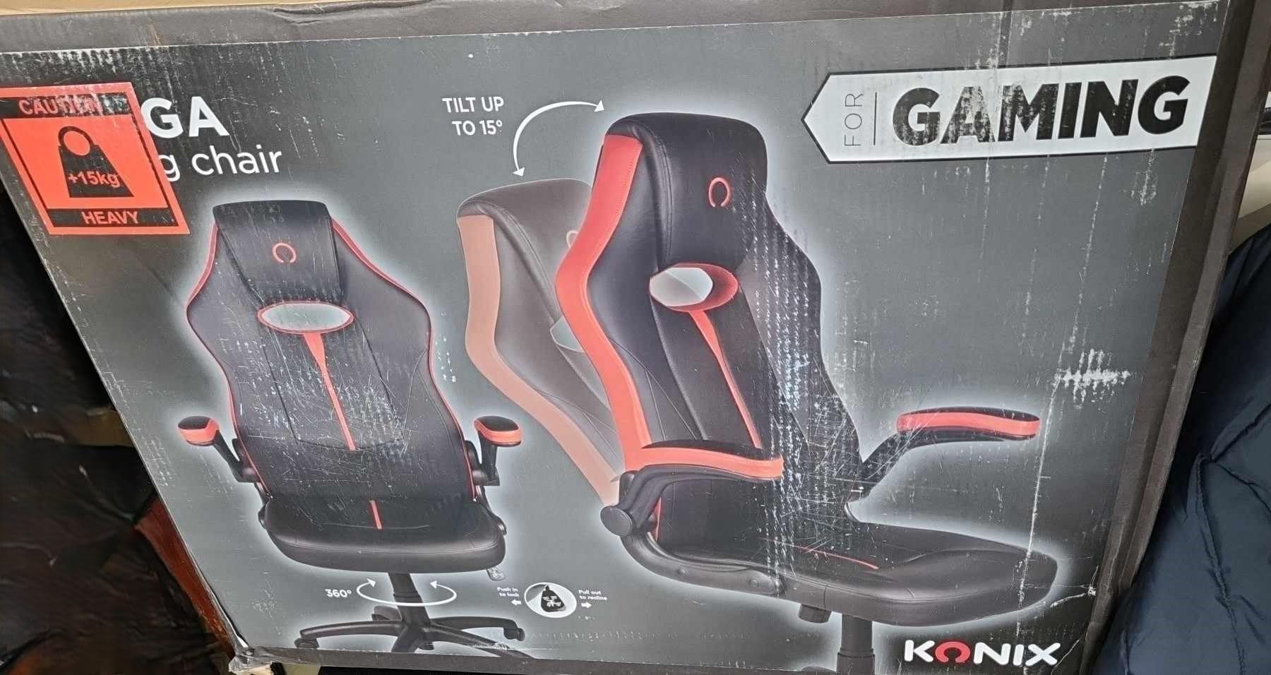 Konix Omega sedia gaming ufficio PVC nera rossa 15°