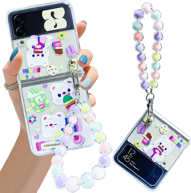 Redpepper Galaxy Z Flip 4 Cover Trasparente Smile con Ciondolo