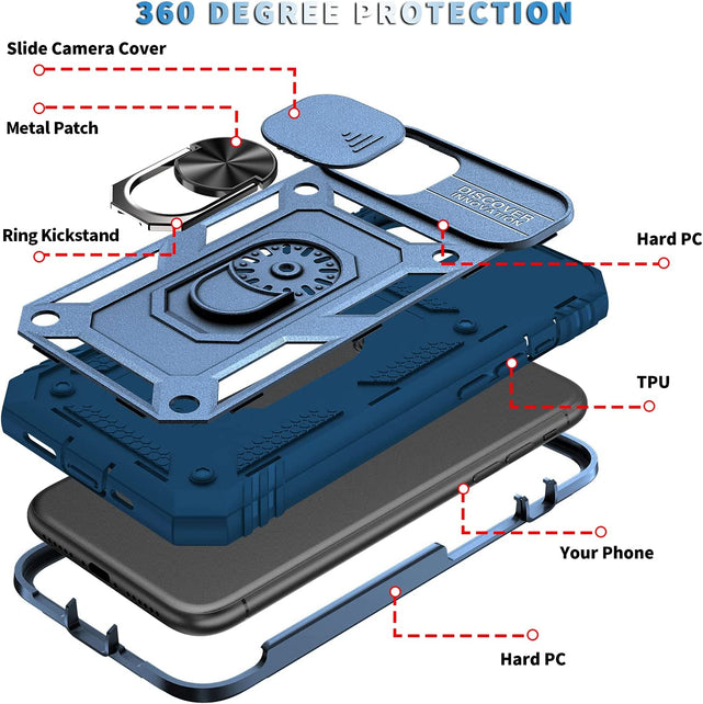 Redpepper Apple Cases iPhone 11 Cover con Copricamera e Anello