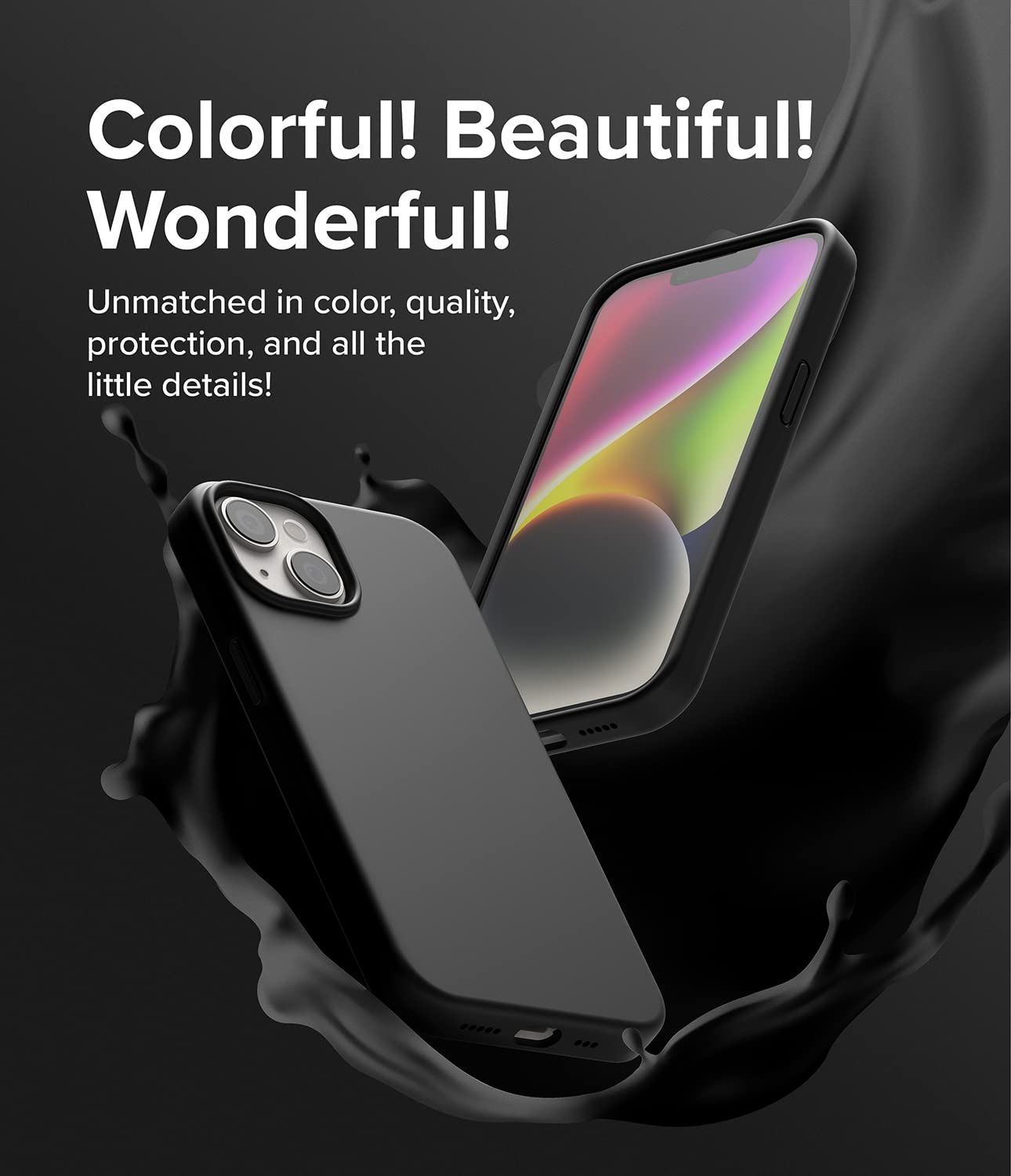 Ringke Silicone Cover iPhone 14 Nero Sottile Microfibra