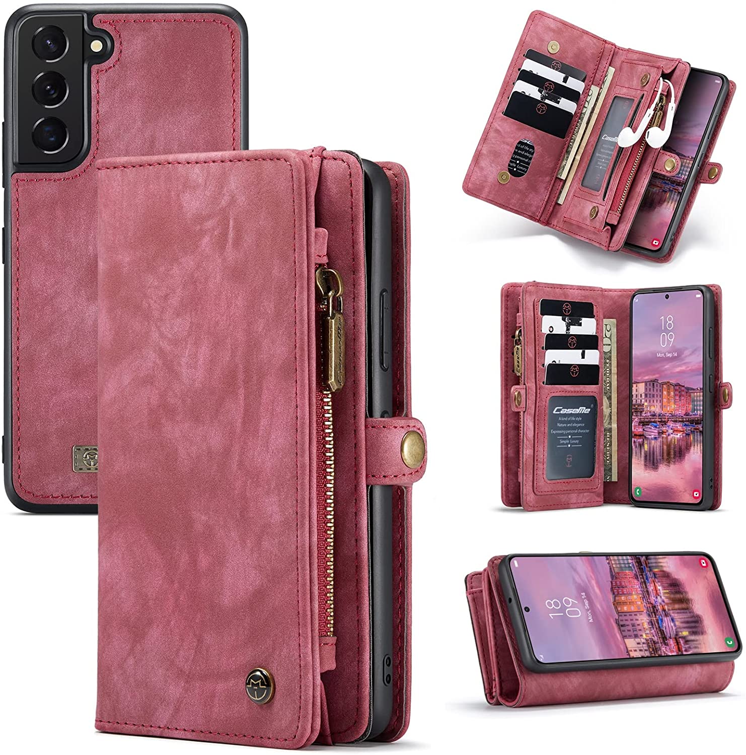 Redpepper Galaxy S22 Plus Cover Portafoglio Pelle con Zip
