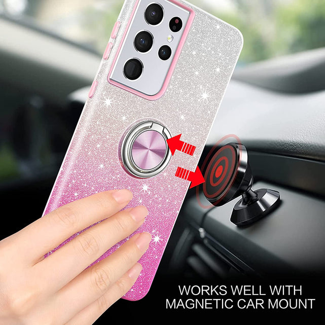 Redpepper Galaxy Cases S21 Ultra cover glitter nera anello stand