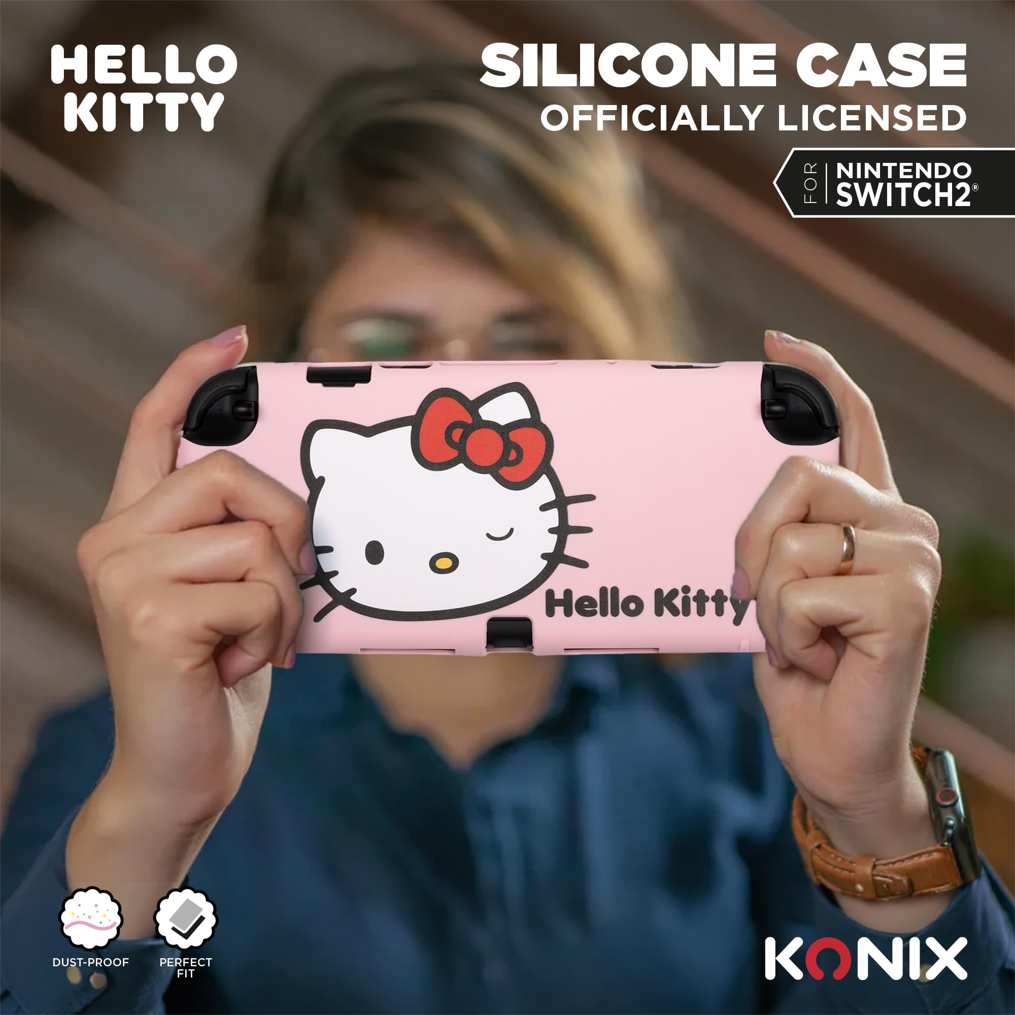 Konix Hello Kitty Cover Switch 2 Silicone Rosa Antiurto