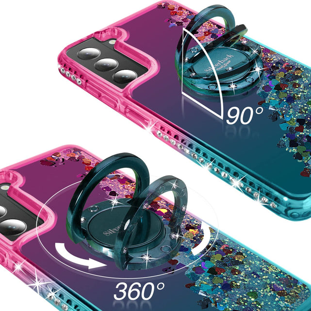 Redpepper Galaxy S22 Cover Glitter Rosa con Anello