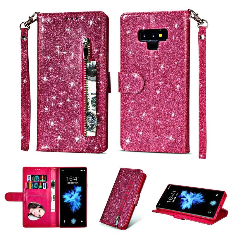 Redpepper Galaxy S10 Plus cover portafoglio glitter carte